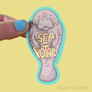Manatee Vinyl Sticker, Sea Potato Sticker, Funny Manatee sticker, Manatee sticker