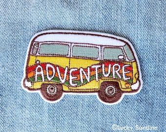 Hippie Iron On Patch, Hippie Embroidered Patch,  Adventure Patch, Hippie