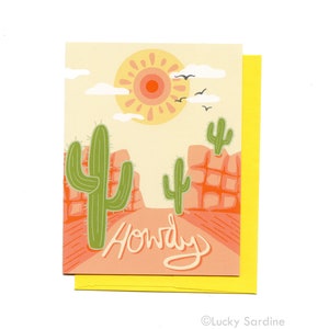 Howdy Desert card, Hello desert card, howdy card, cowboy card, Thinking of you card, Desert vibes