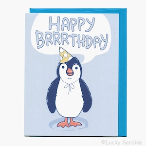 Penguin Happy BRRRTHDAY, Birthday Card, Funny Card