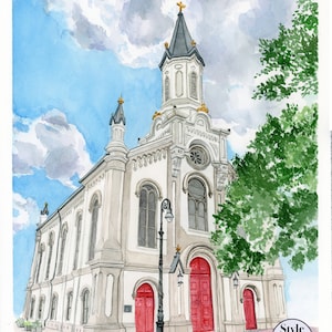 Hand-Painted Wedding Venue Watercolor Painting; Hand-painted Church Painting; Wedding Venue Art; Church Watercolor; Anniversary Painting