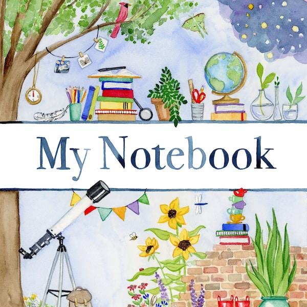 Notebook Cover Digital Download; Nature Journal Cover; Charlotte Mason Planner Cover; Watercolor Notebook; Homeschool Notebook