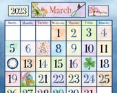 Watercolor Calendar Kit Bundle; Nature themed classroom calendar; pocket chart calendar; Pastel Bulletin Board Calendar