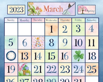 Watercolor Calendar Kit Bundle; Nature themed classroom calendar; pocket chart calendar; Pastel Bulletin Board Calendar