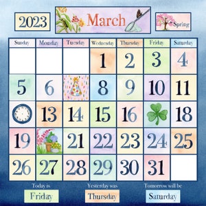Watercolor Calendar Kit Bundle; Nature themed classroom calendar; pocket chart calendar; Pastel Bulletin Board Calendar