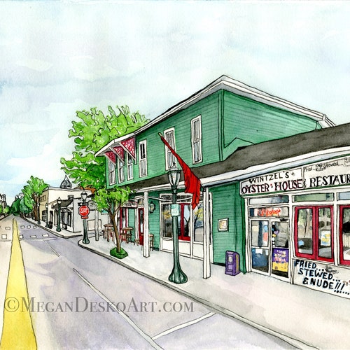 Dauphin Street Watercolor Print Mobile Alabama Art Etsy