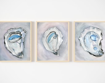 Set of Three Watercolor Oyster Prints