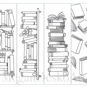 Bookshelf Reading Log Bookmark Printable; Color, Black & White, and ...