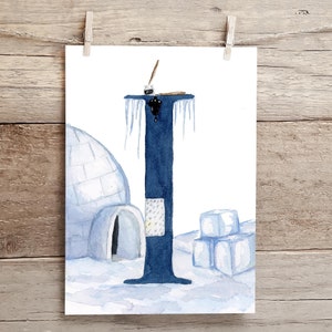 Letter I Adventure in the Woods Watercolor Print, Letter I initial art, Nature Themed Alphabet Watercolor Print
