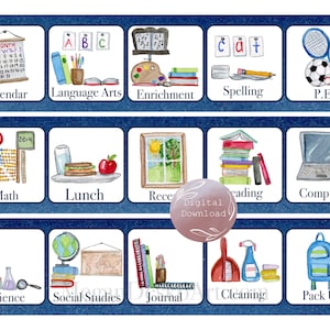 Picture Schedule with Desk Strip, Personal student picture schedule, Charlotte Mason Homeschool Schedule