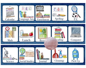 Picture Schedule with Desk Strip, Personal student picture schedule, Charlotte Mason Homeschool Schedule