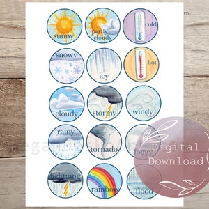 Digital Weather Learning Bundle Download, classroom weather kit, Kindergarten circle time weather, preschool circle time weather
