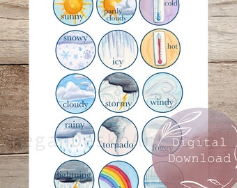 Digital Weather Learning Bundle Download, classroom weather kit, Kindergarten circle time weather, preschool circle time weather