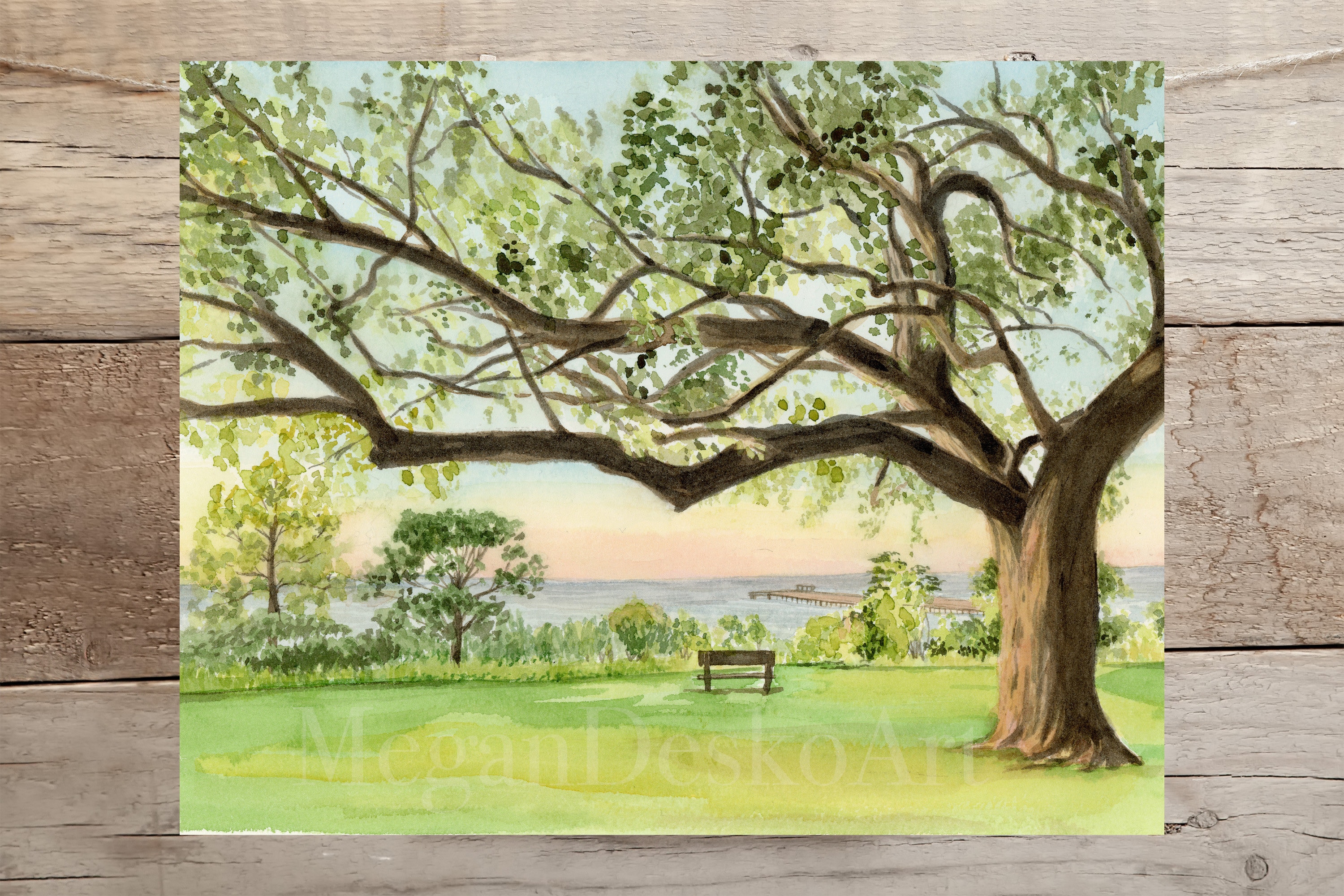 Watercolor Waterfront Fairhope Alabama Fairhope Pier Sunset Etsy