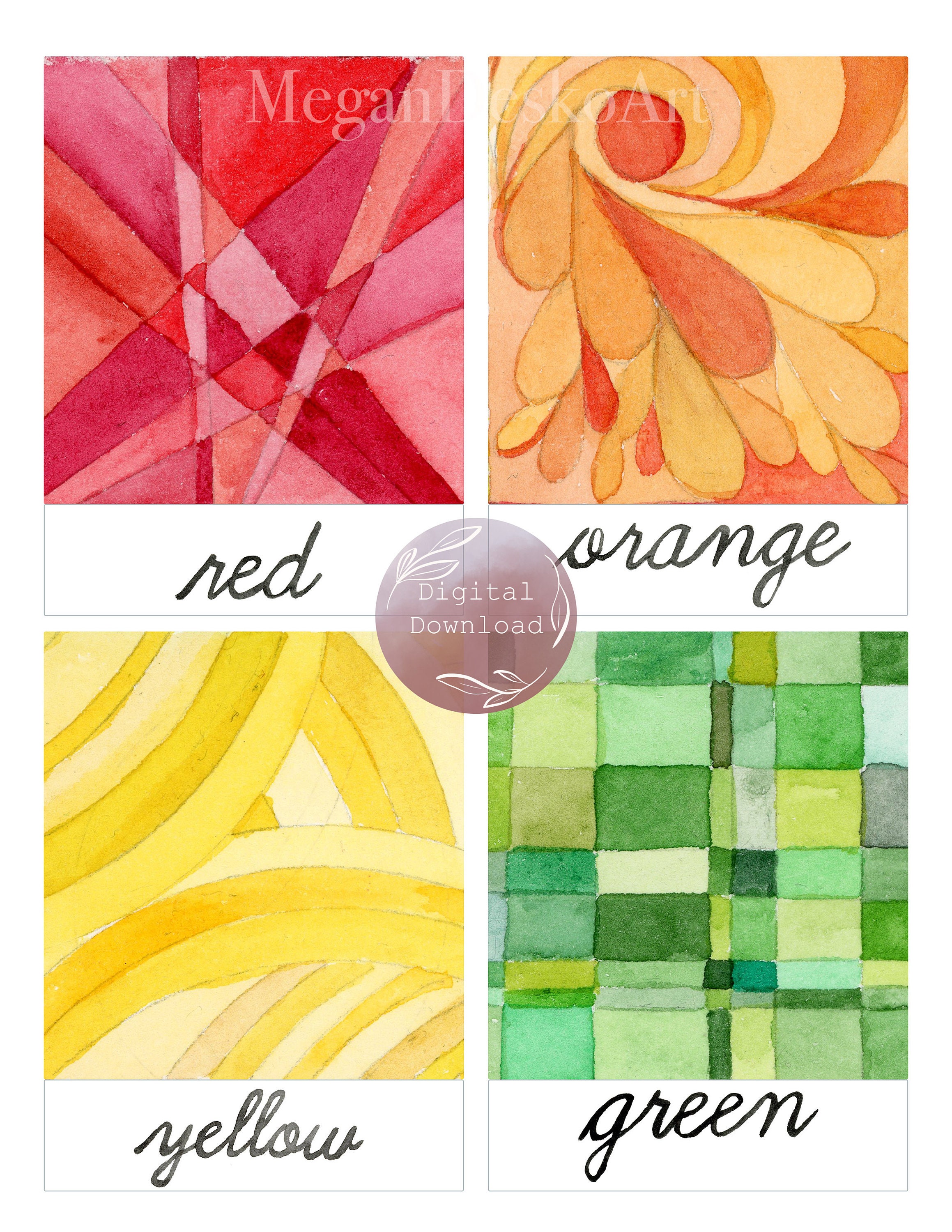 Digital Download 3 Part Cursive Color Cards, Three Part Montessori ...