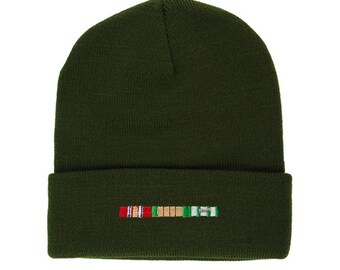 Vietnam Veteran Ribbon Embroidered Long Knitted Beanie