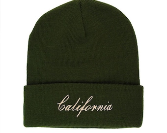California State Embroidered Long Knitted Beanie