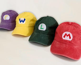 Mario Luigi Wario Waluigi Embroidered Cotton Cap