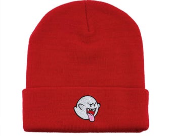Boo Ghost Embroidered Long Beanie