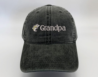 Fishing Grandpa Embroidered Washed Cotton Twill Cap