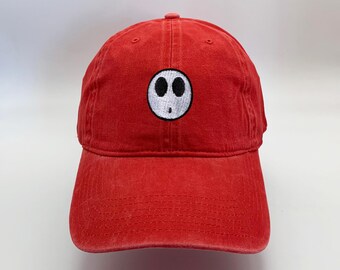 Shy Guy Head Embroidered Washed Cotton Twill Cap