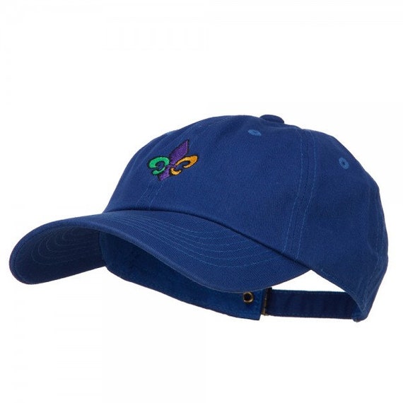 I Love Mardi Gras with Fleur de Lis Embroidered Cotton Cap