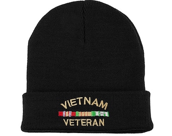 Vietnam Veteran Embroidered Long Knitted Beanie