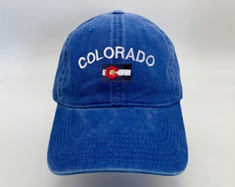 Colorado with Flag Embroidered Washed Cap