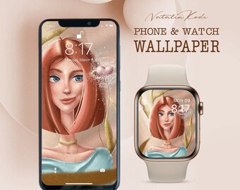 iPhone background, Anne Girl Illustration, iPhone Wallpaper, Phone Wallpaper, iPad Wallpaper, Watch Face Wallpaper, Instant Digital Download