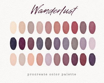 Wanderlust Color Palette, Procreate Color Palette, Colour Palette, Colors Procreate, Digital Download, Procreate Swatches, Travel Palette