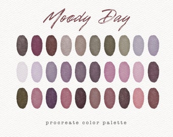 Moody Day Color Palette, Procreate Color Palette, Colour Palette, Colors Procreate, Digital Download, Procreate Swatches, Dark Color Palette