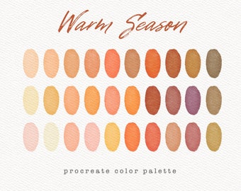 Warm Season Color Palette, Procreate Color Palette, Colour Palette, Colors Procreate, Digital Download, Procreate Swatches, Soft Palette