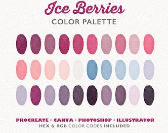 Ice Berries Color Palette, 30 Colors for Procreate, Canva, Photoshop (Digital Download)