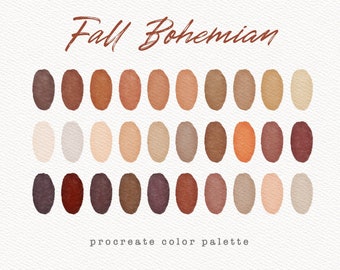 Fall Bohemian Color Palette, Procreate Color Palette, Colour Palette, Colors Procreate, Digital Download, Procreate Swatches, Fall Palette