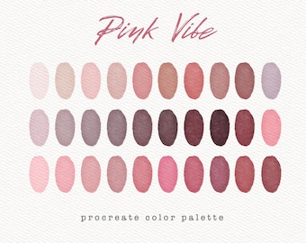 Pink Vibe Color Palette, Procreate Color Palette, Colour Palette, Colors Procreate, Digital Download, Procreate Swatches, Pink Soft Palette