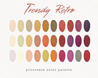 Trendy Retro Color Palette, Procreate Color Palette, Colour Palette, Colors Procreate, Digital Download, Procreate Swatches, Bold Palette