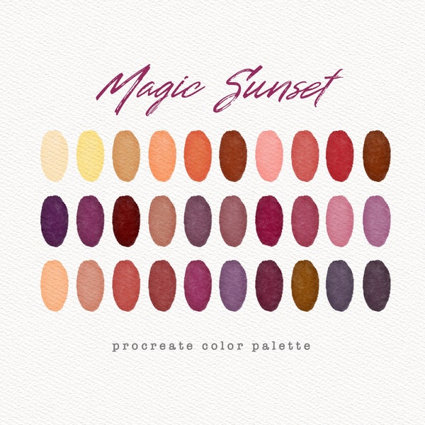 Magic Sunset Color Palette, Procreate Color Palette, Colour Palette, Colors Procreate, Digital Download, Procreate Swatches, Warm Palette