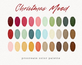Christmas Color Palette, Procreate Color Palette, Colour Palette, Colors Procreate, Digital Download, Procreate Swatches, Soft Palette, Xmas