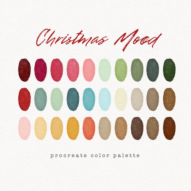 Christmas Color Palette, Procreate Color Palette, Colour Palette, Colors Procreate, Digital Download, Procreate Swatches, Soft Palette, Xmas by Natalia Kodi
