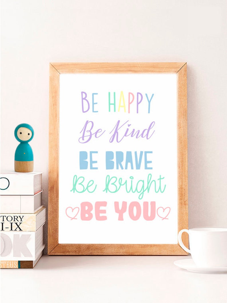 Colorful Letters Print Be Happy Be Kind Be You Quot Cute Etsy