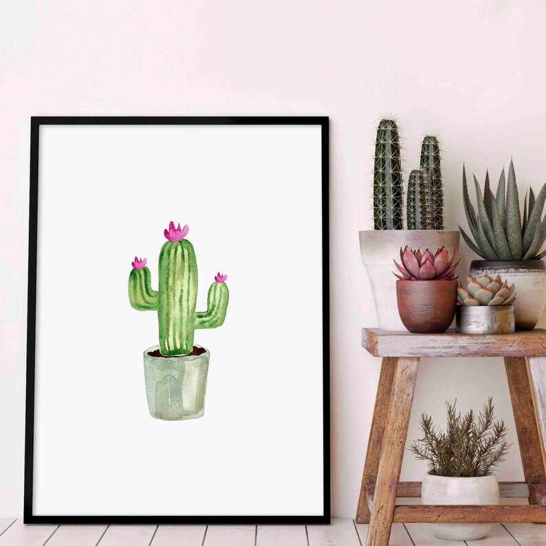 Cactus decor Cactus Wall Art Cactus Art Home Decor Home Etsy