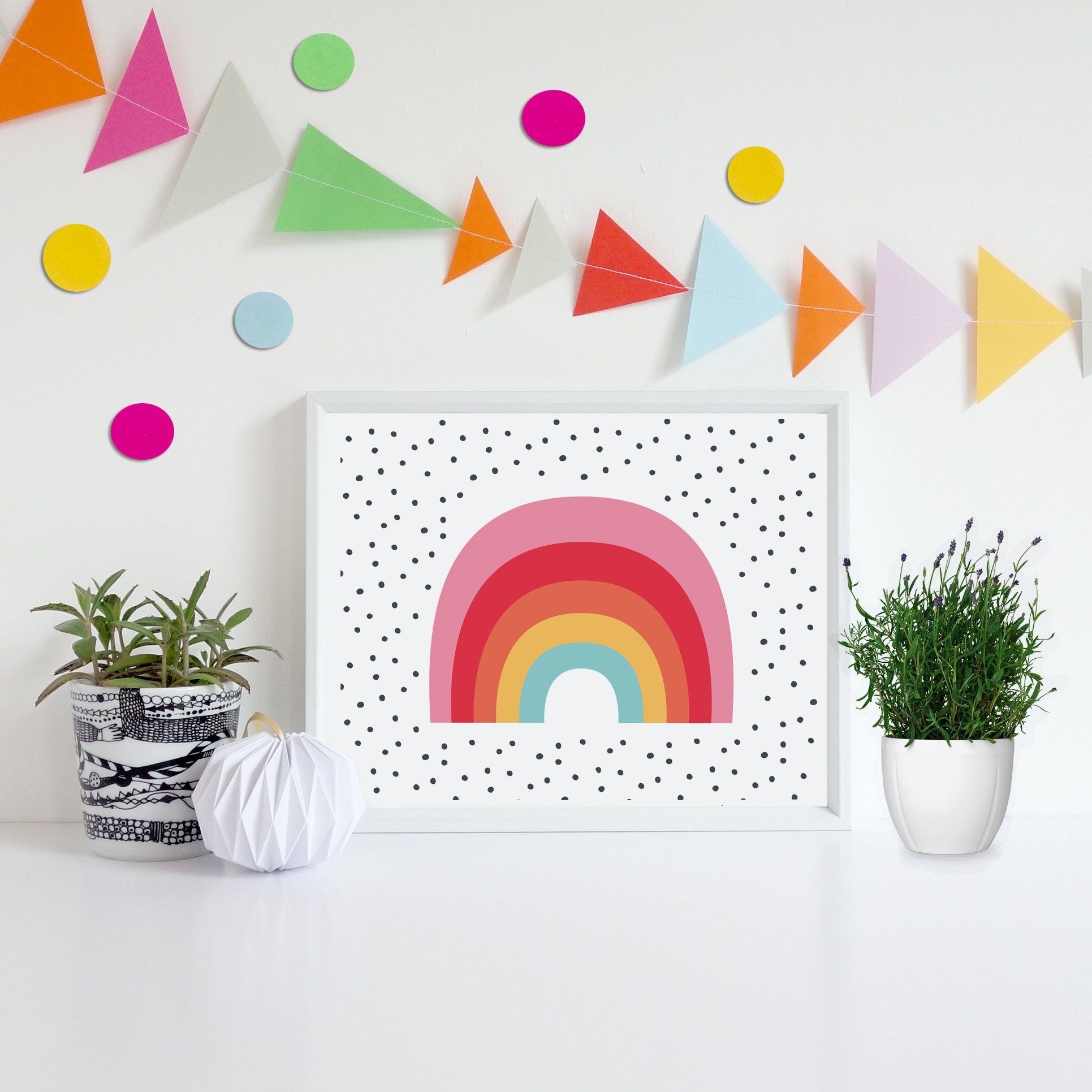 Rainbow Nursery Wall Art Rainbow Print Colorful Nursery Wall Etsy