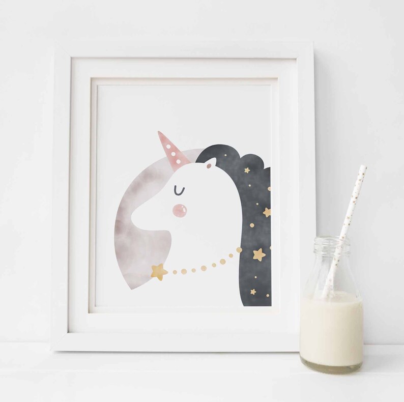 Unicorn Decor Unicorn Print Unicorn Wall Art Nursery Wall Etsy