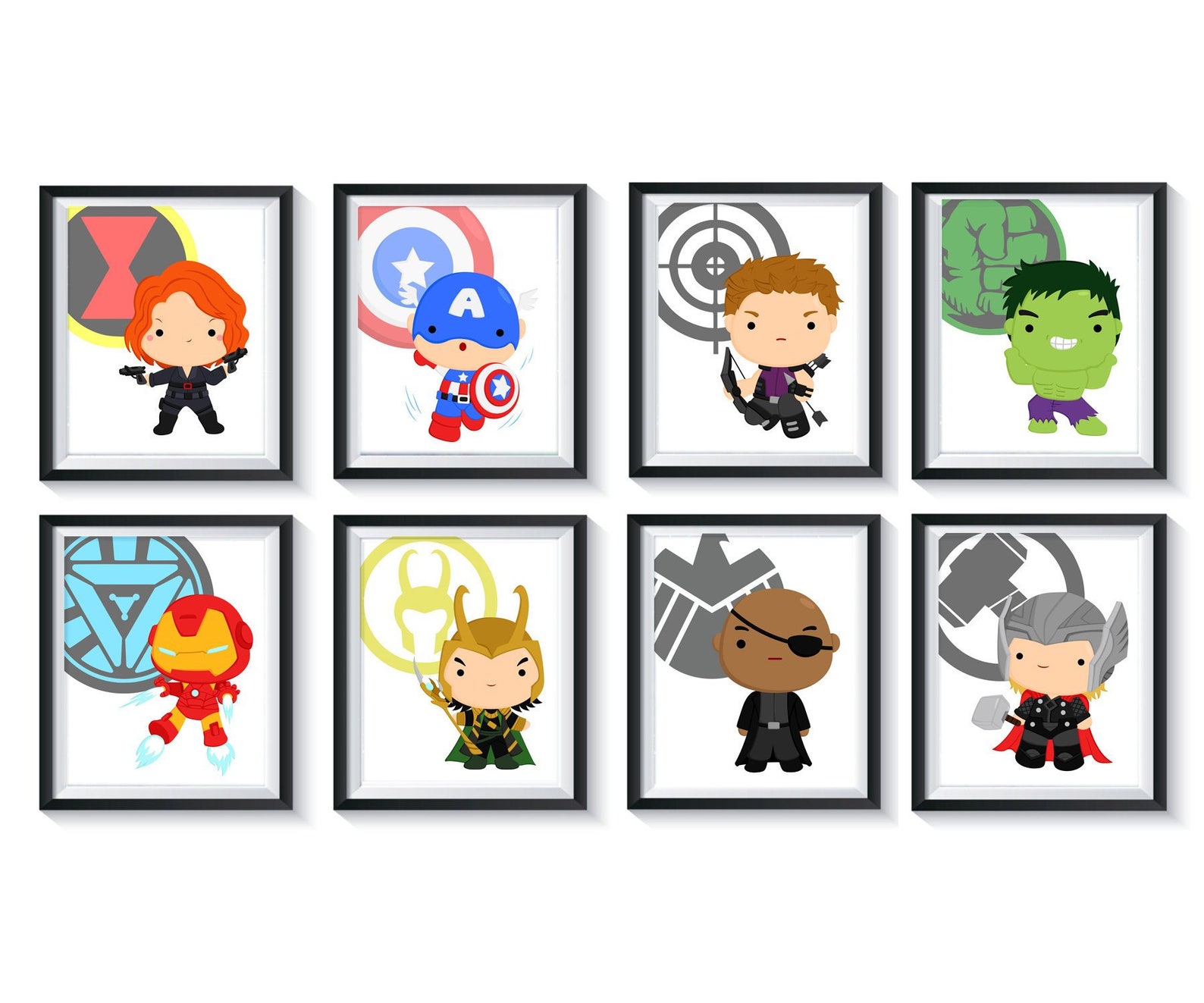 Set of 8 Superheroes Wall Art Superhero Wall PRINTS Super Etsy