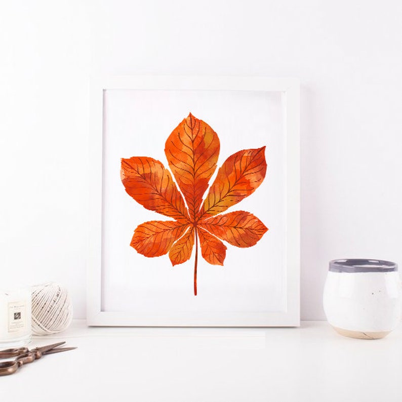 Set of 3 autumn leaves Gallery wall art prints Autumn art Etsy
