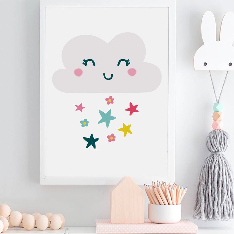 Cloud Wall Art Cloud Print Nursery Wall Decor Lovely Etsy