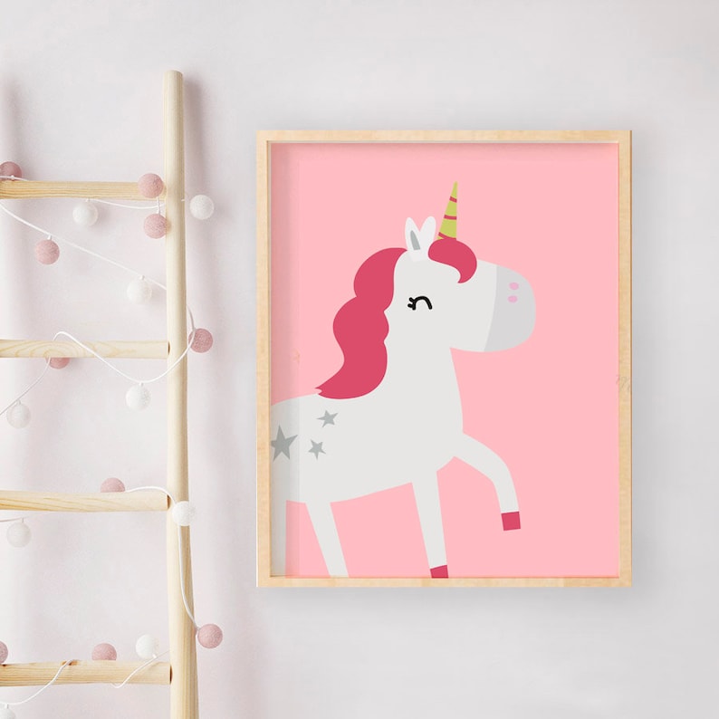 Unicorn Wall Art Unicorn Print Nursery Wall Decor Digital Etsy