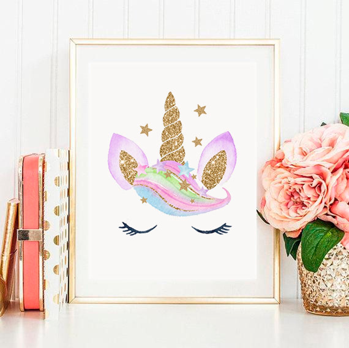 Set Unicorn Wall Art Unicorn Printable Art Setgirls Room Etsy