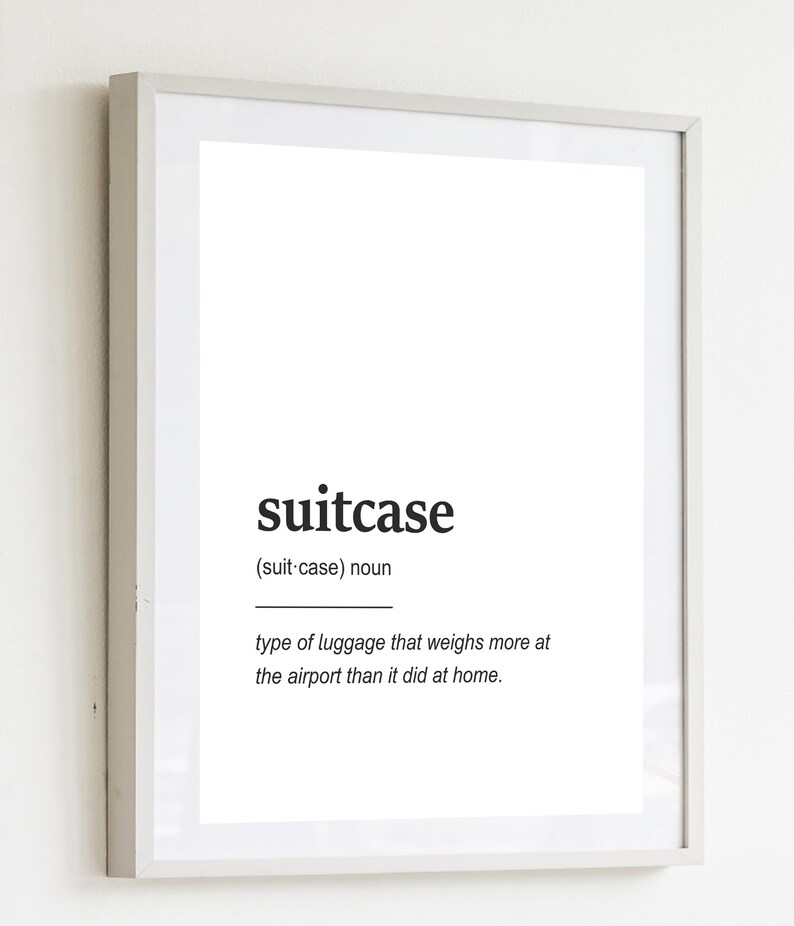 Suitcase Definition, Travel Art, Definition Print, Minimalist, Suitcase