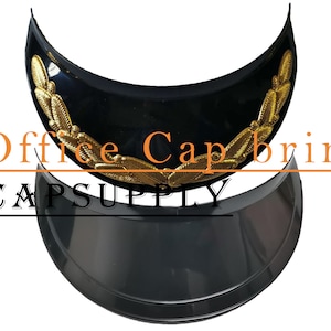 May include: Black cap brim with a gold leaf design. The text "Office Cap brim" and "CAPSUPPLY" is visible on the brim.